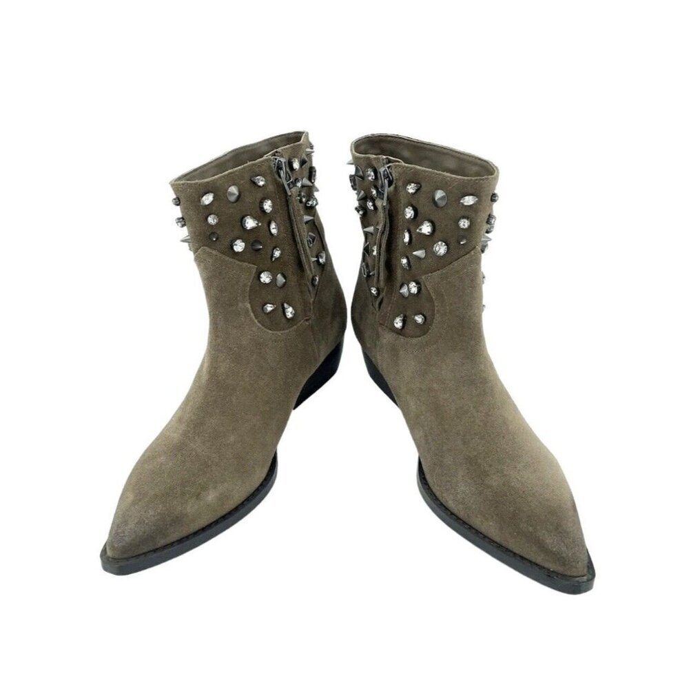Sam Edelman Avril Bootie Dark Taupe Suede Leather Crystal Studded SZ 7 NEW - Picture 3 of 11